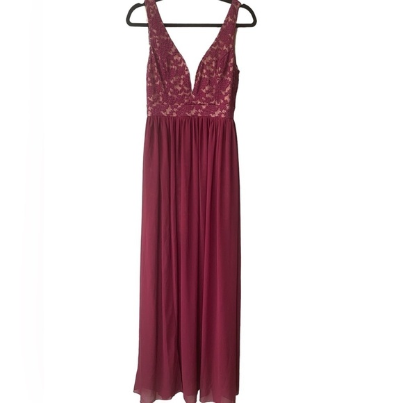 Lulus Make Way for Wonderful Berry Red Lace Maxi Dress Medium - Picture 4 of 11